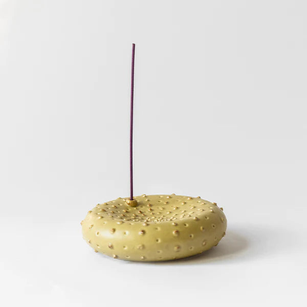 Ceramic Urchin Incense Holder - Matte Mustard
