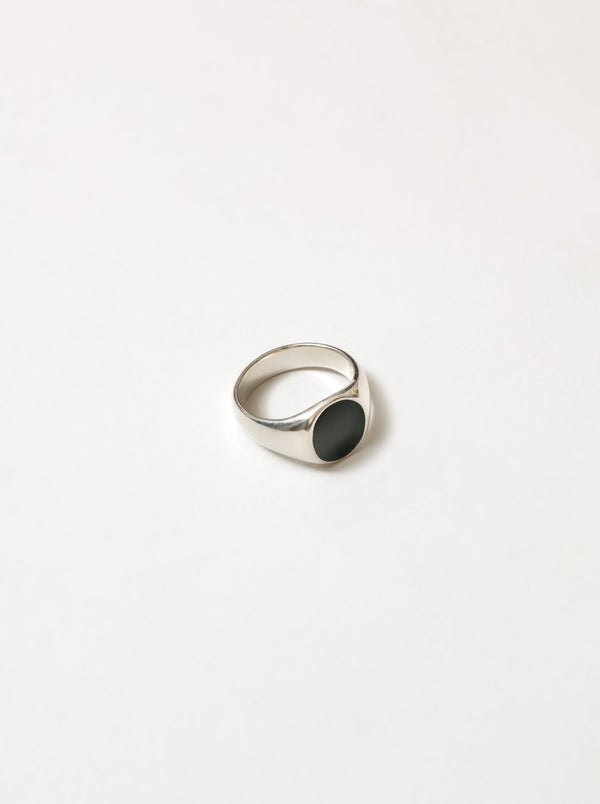 Tosh Signet Ring - Black & Sterling Silver
