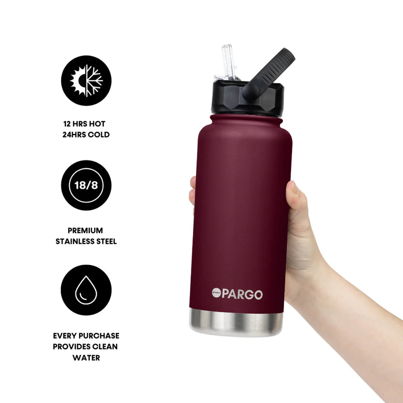 950ml Insulated Sports Bottle w/ Straw Lid - Wild Cherry