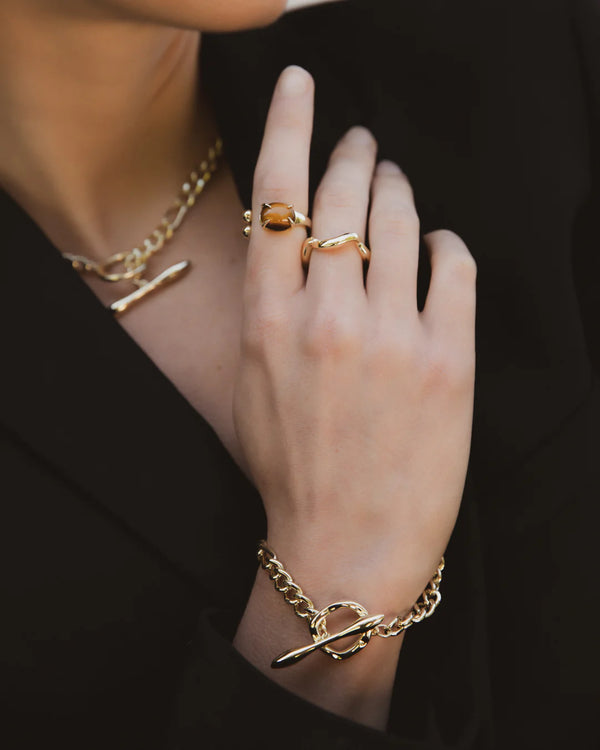 Mixed Fob Chain Bracelet - 18K Plating
