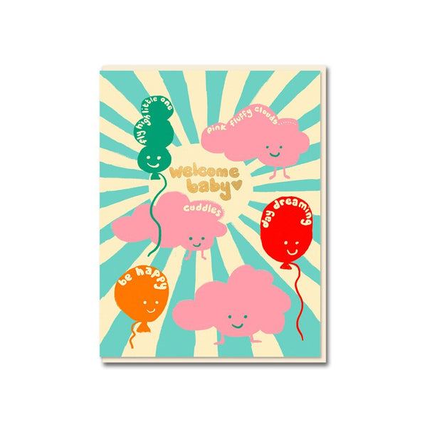 Greeting Card - Emma Cooter Draws - New Baby Clouds