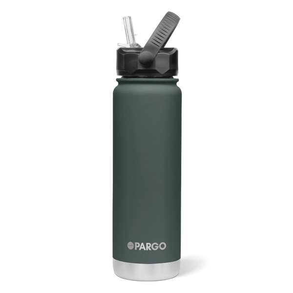 750ml Insulated Sports Bottle w/ Straw Lid - BBQ Charcoal