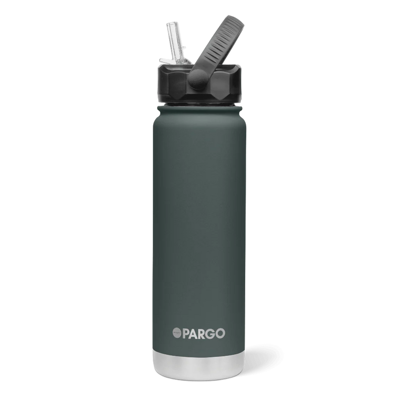 750ml Insulated Sports Bottle w/ Straw Lid - BBQ Charcoal