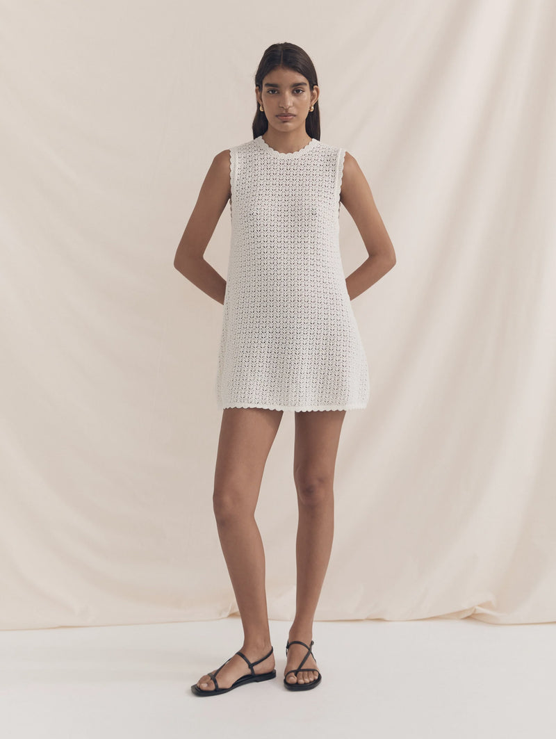 Pointelle Shift Mini Dress - Seashell