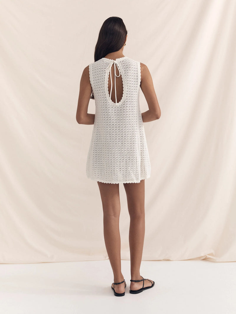 Pointelle Shift Mini Dress - Seashell