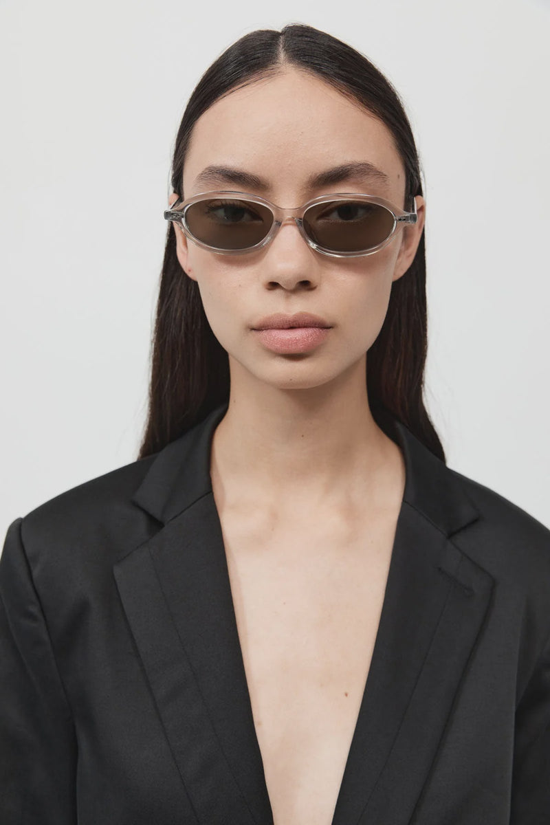 90s Slim Oval Sunglasses - Smoke