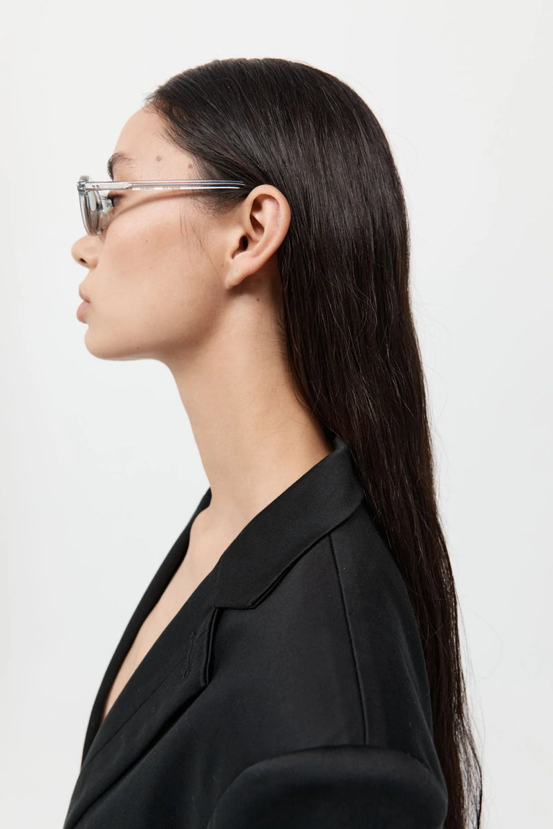 90s Slim Oval Sunglasses - Smoke