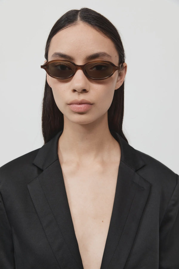 90s Slim Oval Sunglasses  - Tortoise