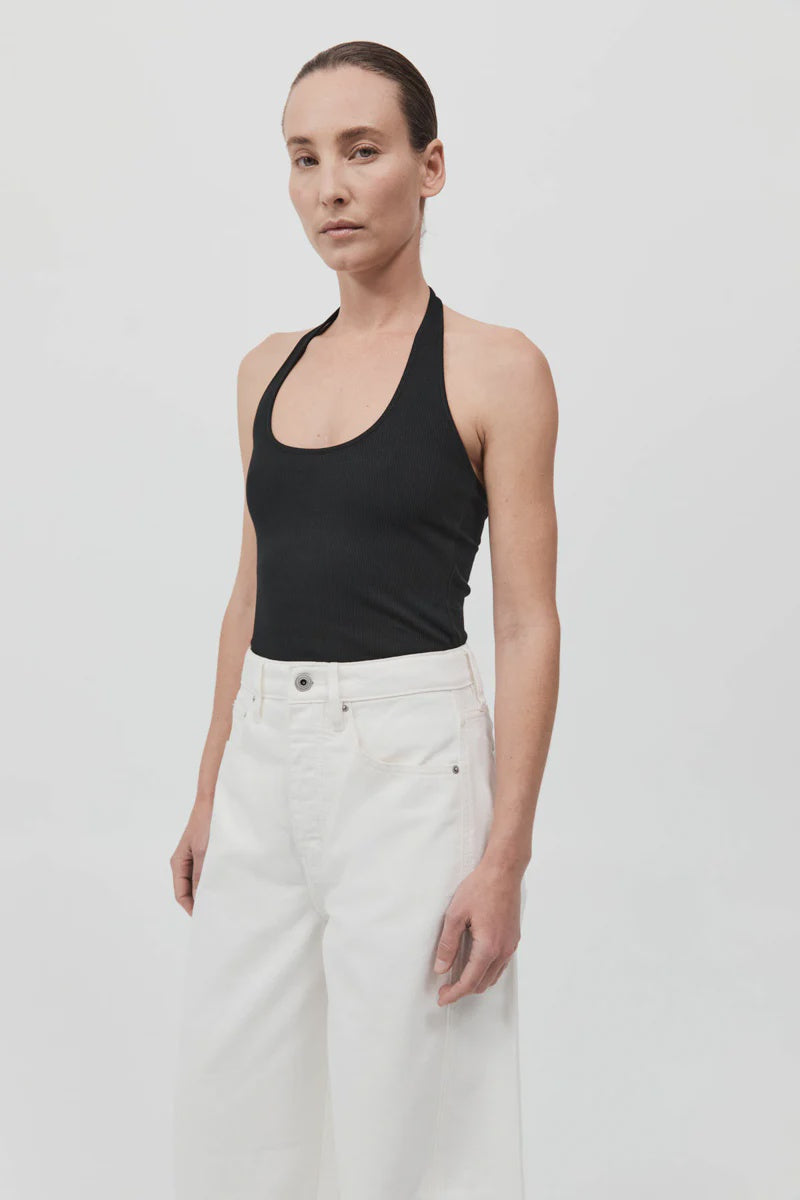 Rib Halter Top - Black