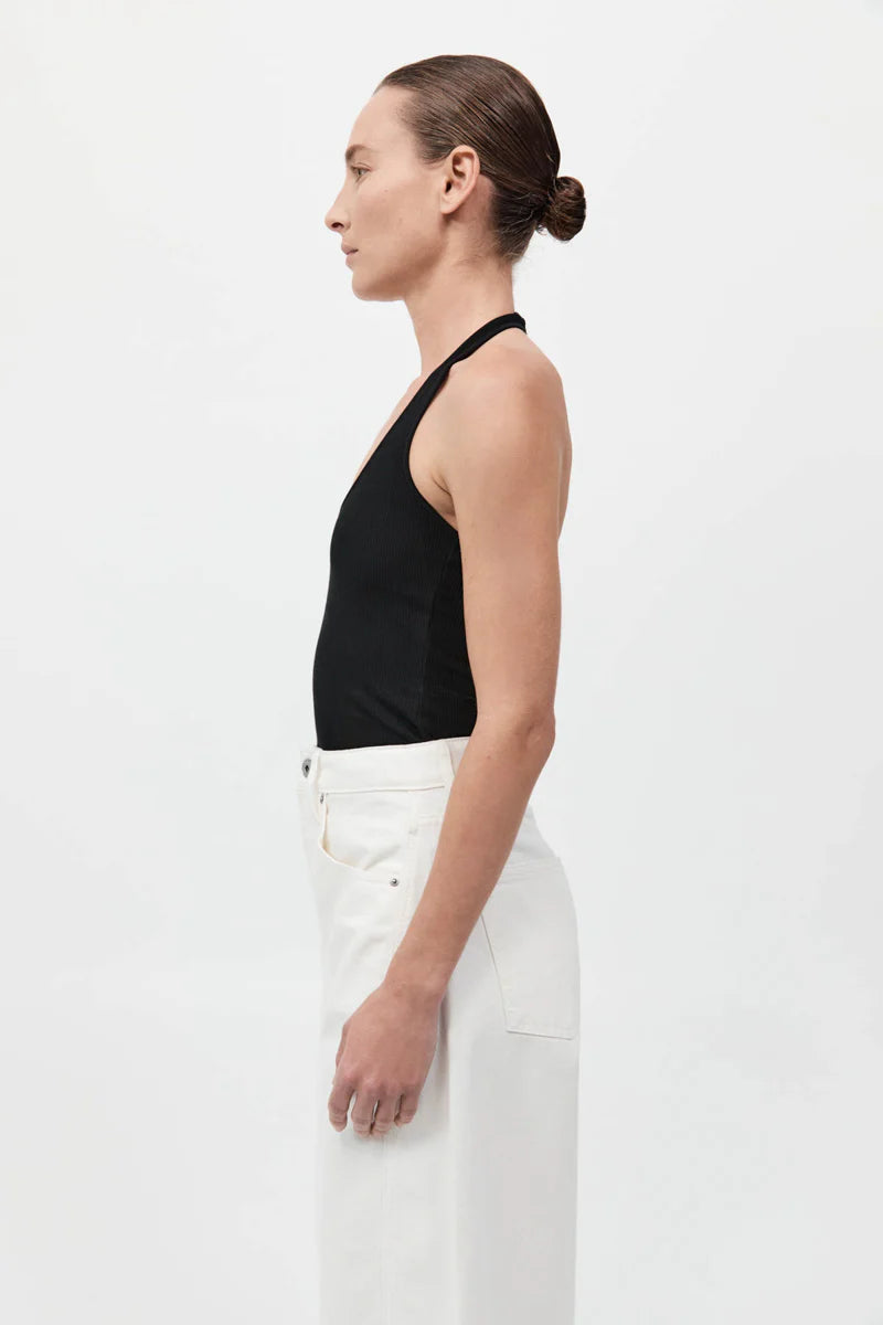 Rib Halter Top - Black