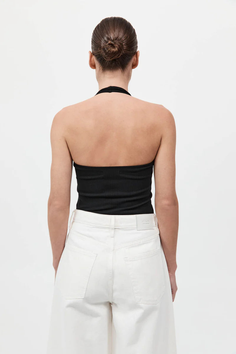 Rib Halter Top - Black