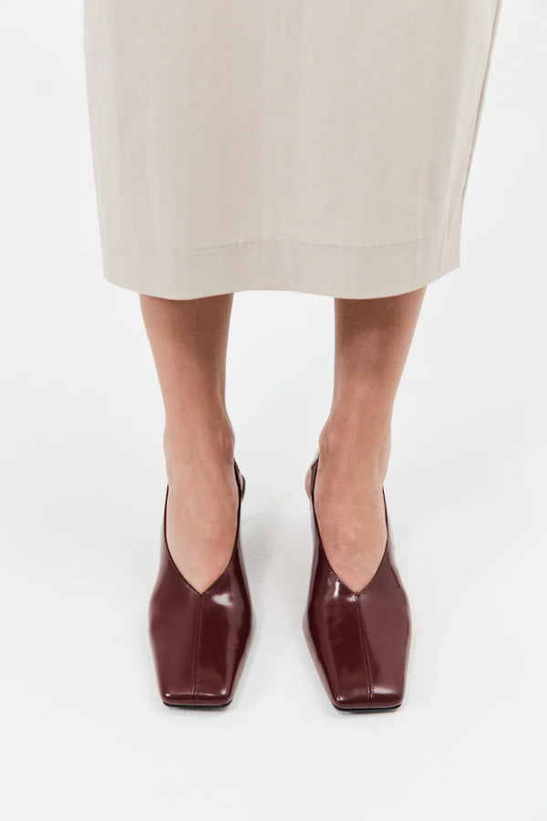 Square Toe Sling Back Heel - Plum