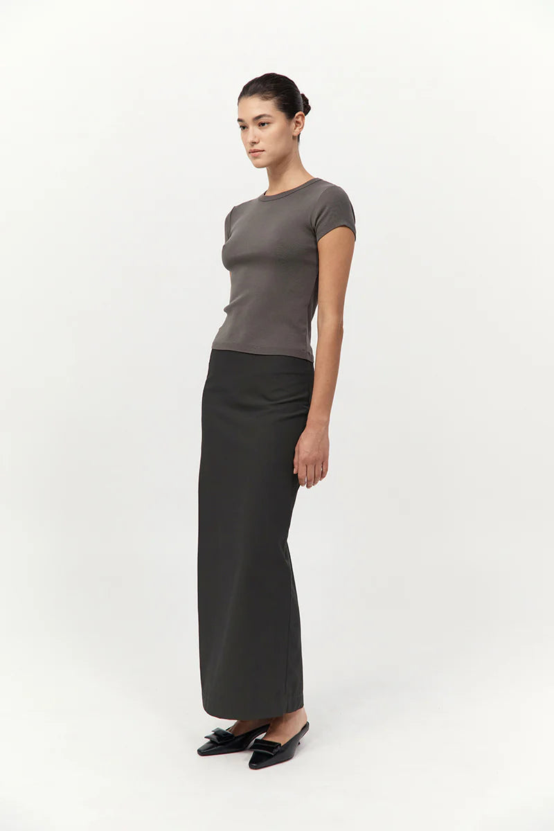 Minimal Column Skirt - Black Olive