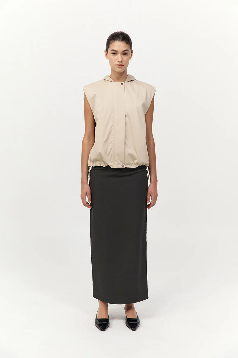 Minimal Column Skirt - Black Olive