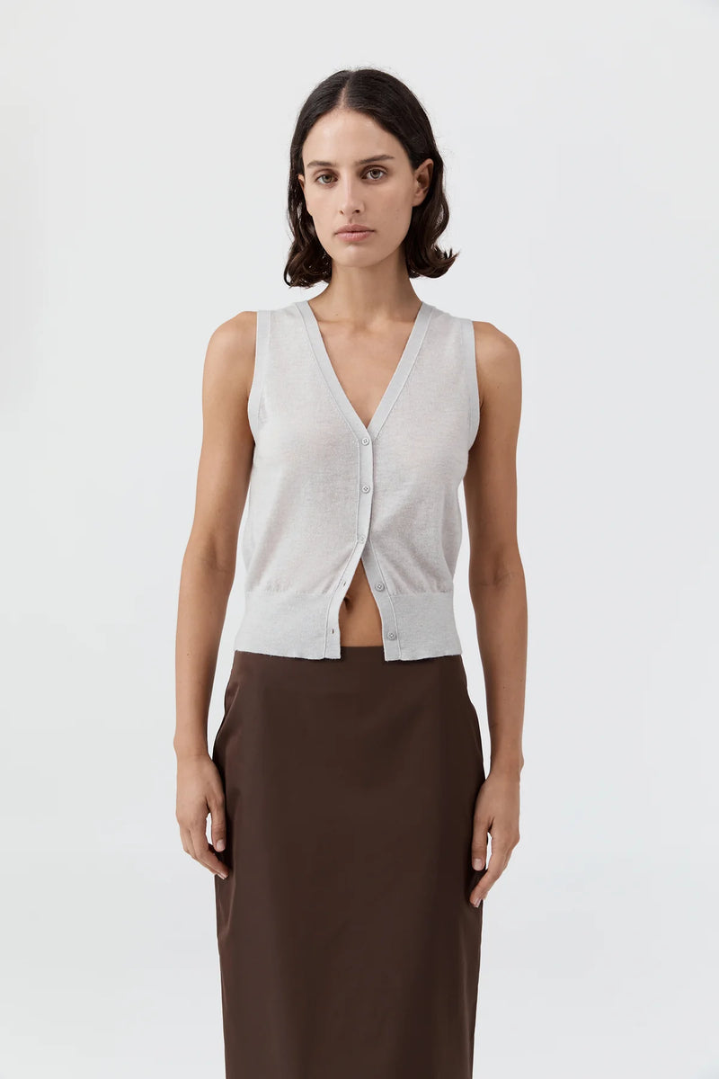 Merino Wool Oupa Vest - Light Grey Marle