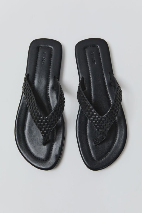 Lattice Weave Thong - Black