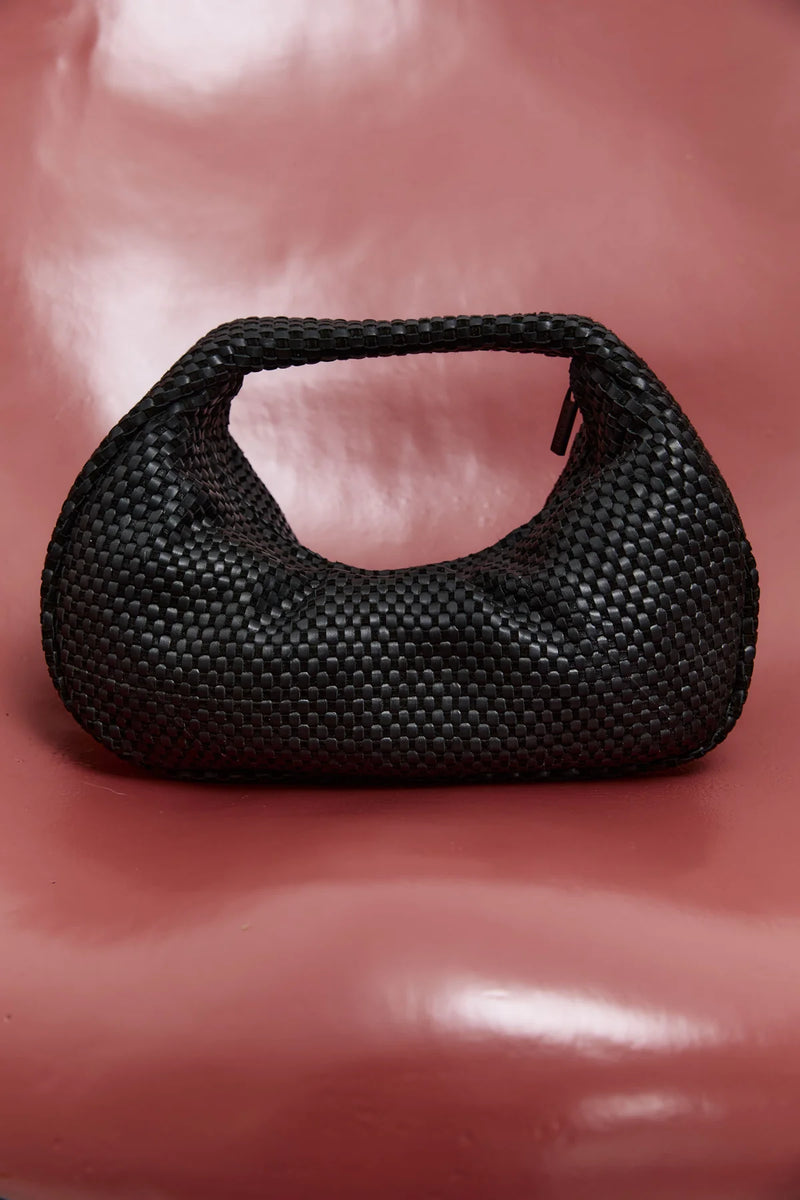 Lattice Weave Bon Bon Bag - Black