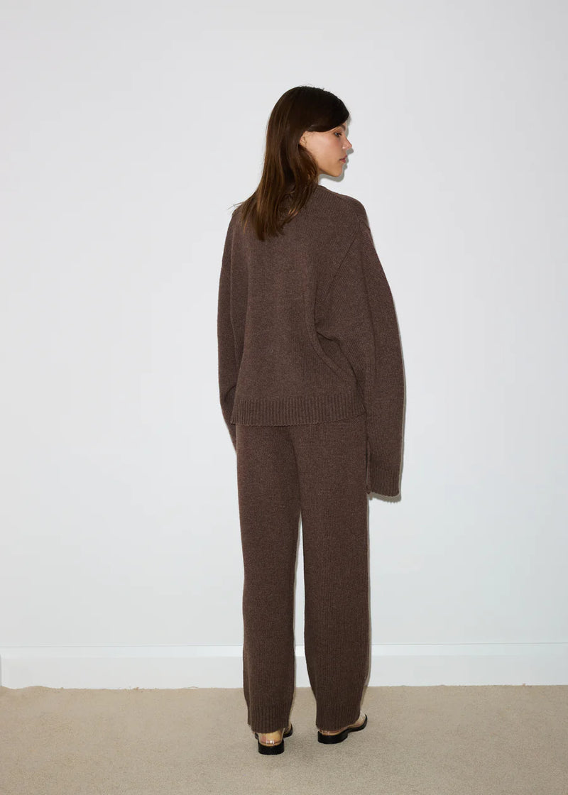 Knit Fold Tie Pant - Squirrel