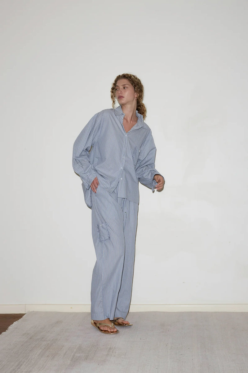 Cotton Pyjama Set - Glacier Stripe