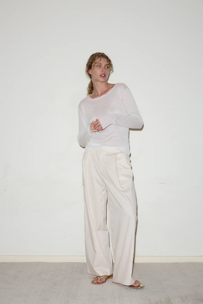 Gathered Pocket Pant - Off  White