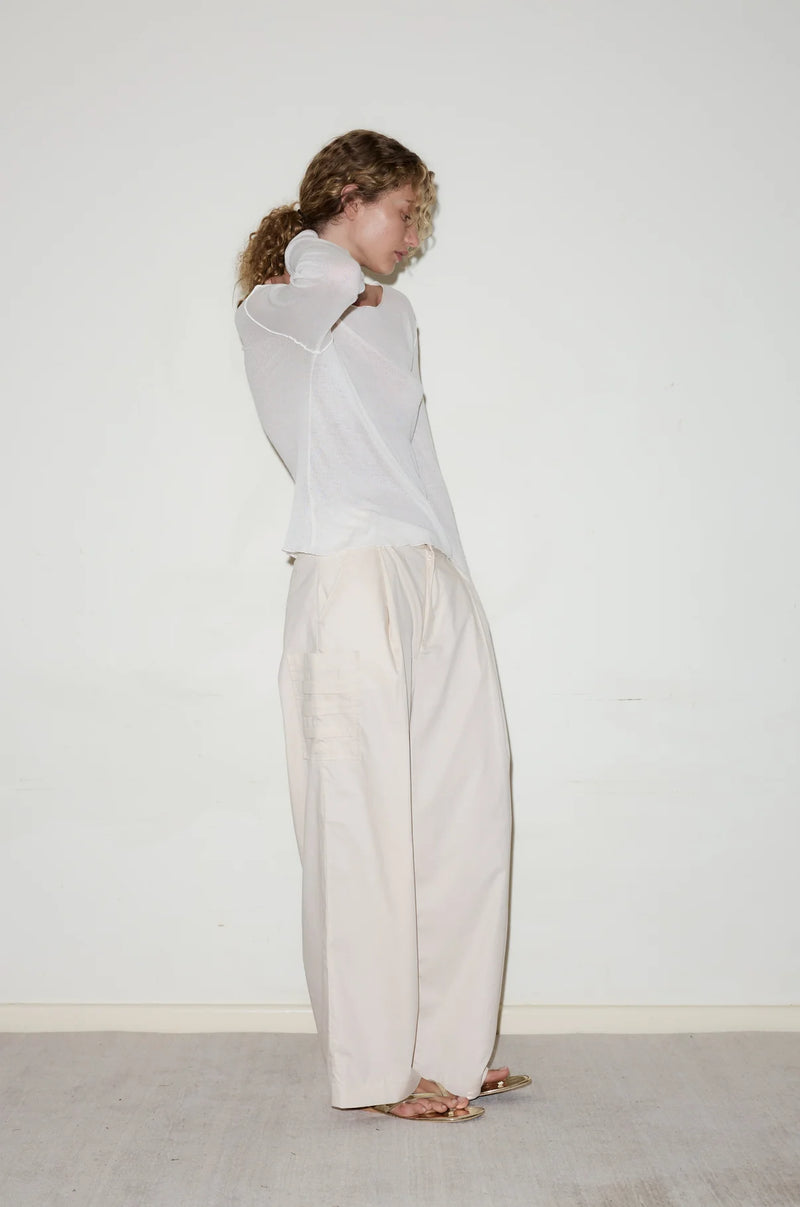 Gathered Pocket Pant - Off  White