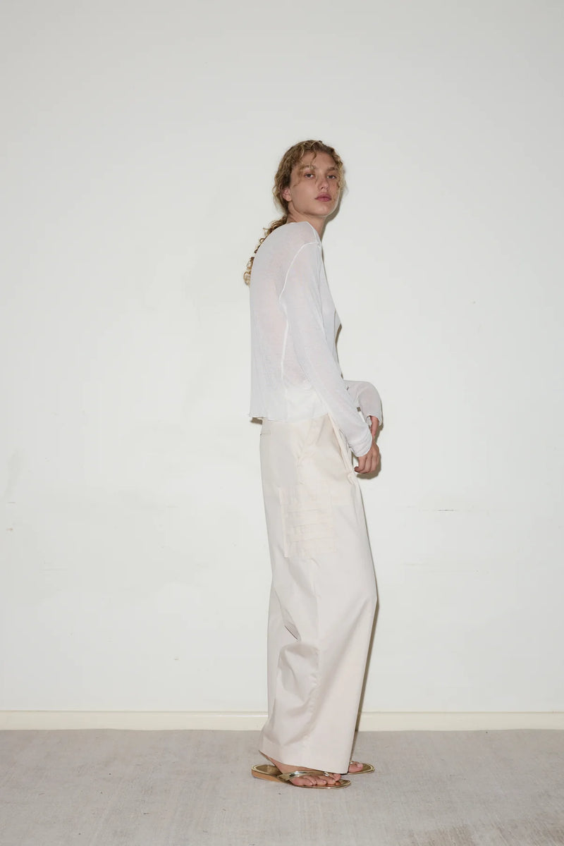 Gathered Pocket Pant - Off  White