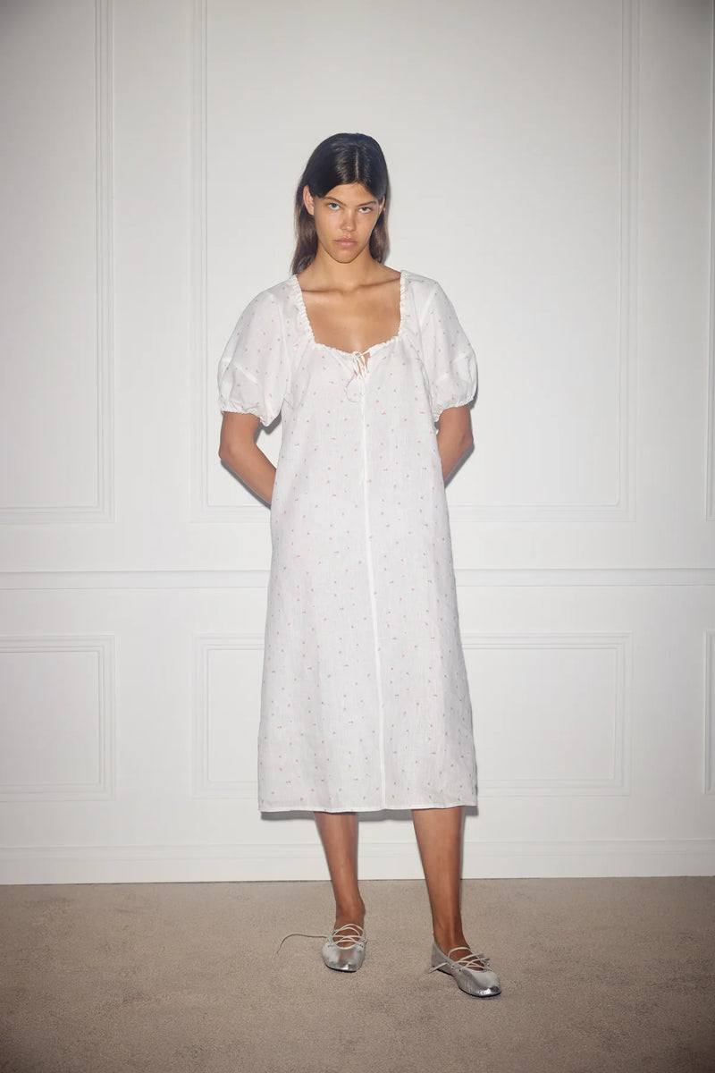 Curved Seam Midi Dress - Corsage Print