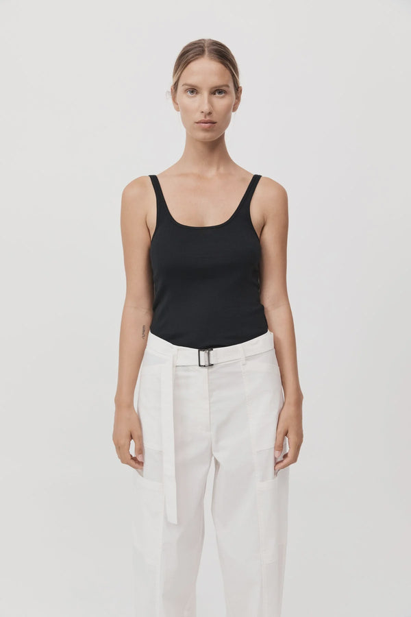 Organic Cotton Slim Scoop Tank - Jet Black