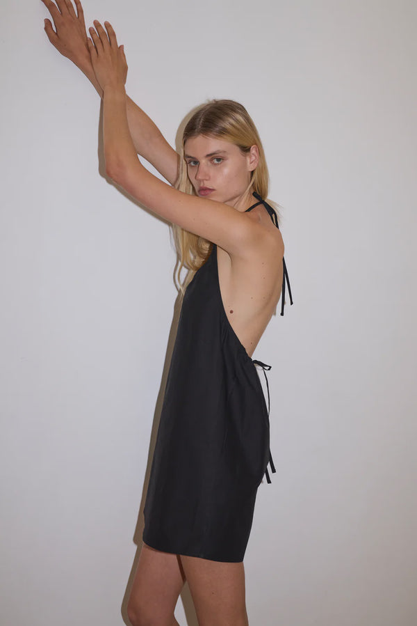 Round Halter Dress - Black