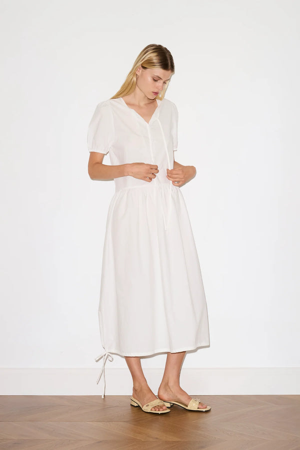 Draw Hem Dress - White