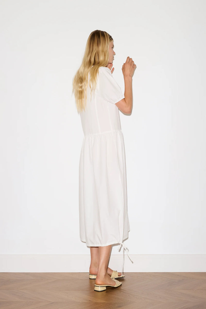 Draw Hem Dress - White