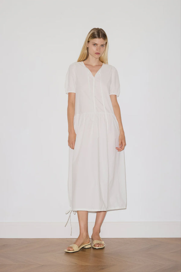 Draw Hem Dress - White