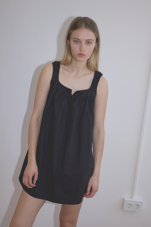 Yoke Mini Dress - Black