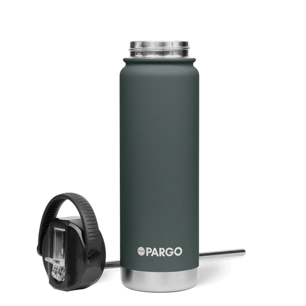 750ml Insulated Sports Bottle w/ Straw Lid - BBQ Charcoal
