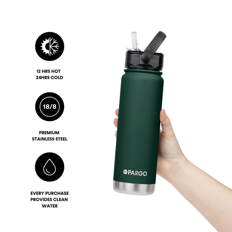750ml Insulated Sports Bottle w/ Straw Cap - Forest Green