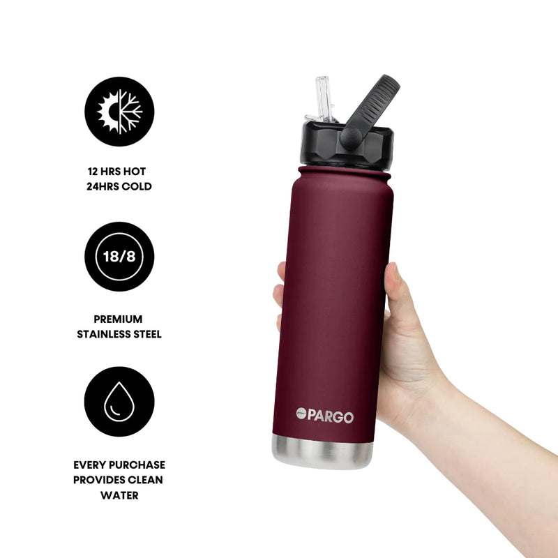 750ml Insulated Sports Bottle w/ Straw Lid - Cherry
