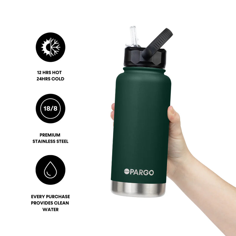 950ml Insulated Sports Bottle w/ Straw Lid - Forest Green