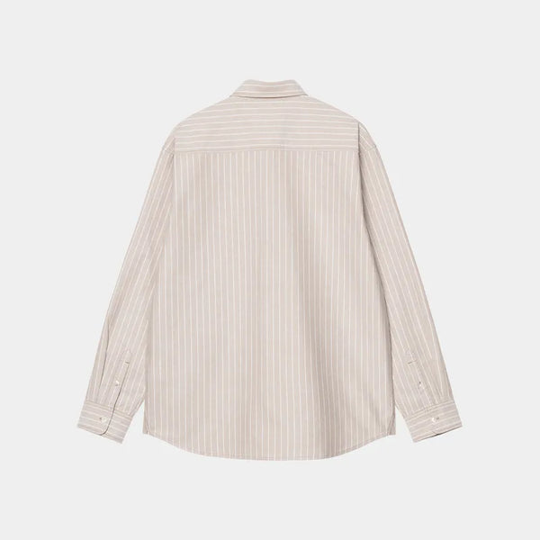 L/S Cassel Shirt - Cassel Stripe, Peanut/White