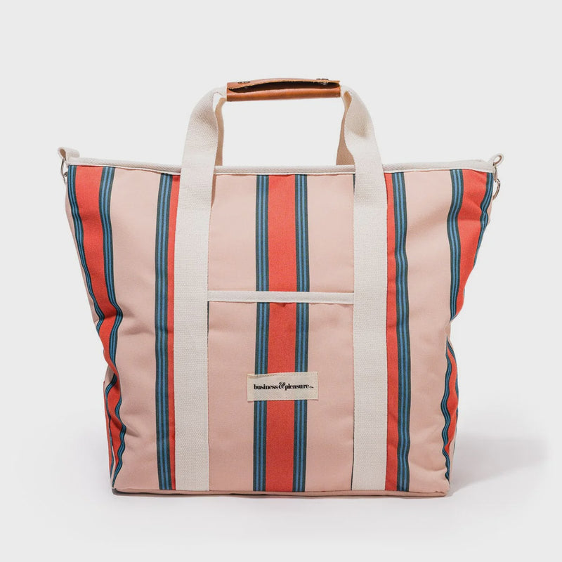 Cooler Tote Bag - Bistro Dusty Pink Stripe