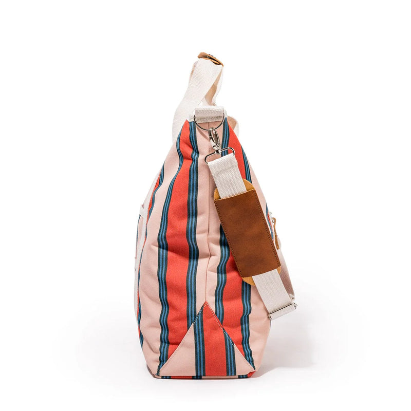 Cooler Tote Bag - Bistro Dusty Pink Stripe