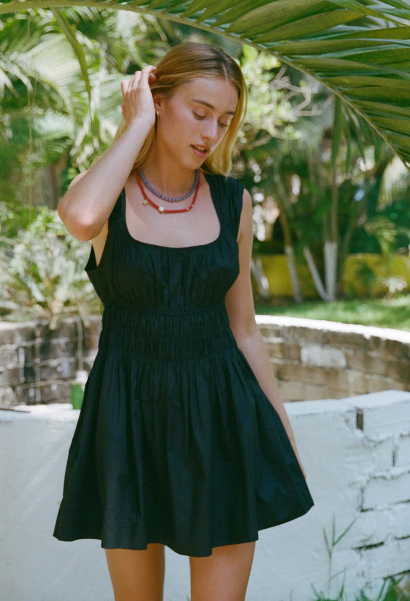 Abella Black Cotton Poplin Mini Dress – Kind Curations