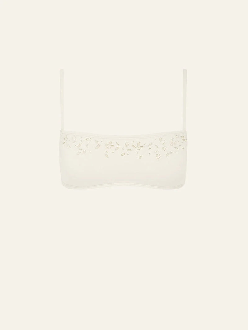 Memoir Embroidered Bandeau Crop - Creme