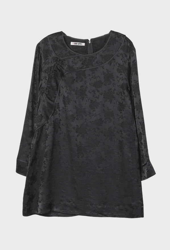 Loa Black Jacquard Dress