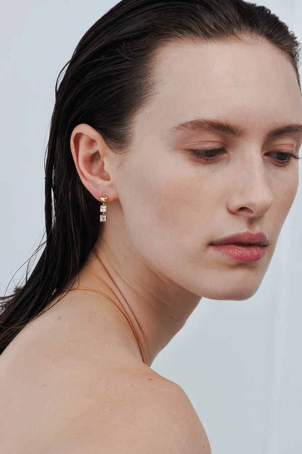 Veer Topaz Earrings - Gold