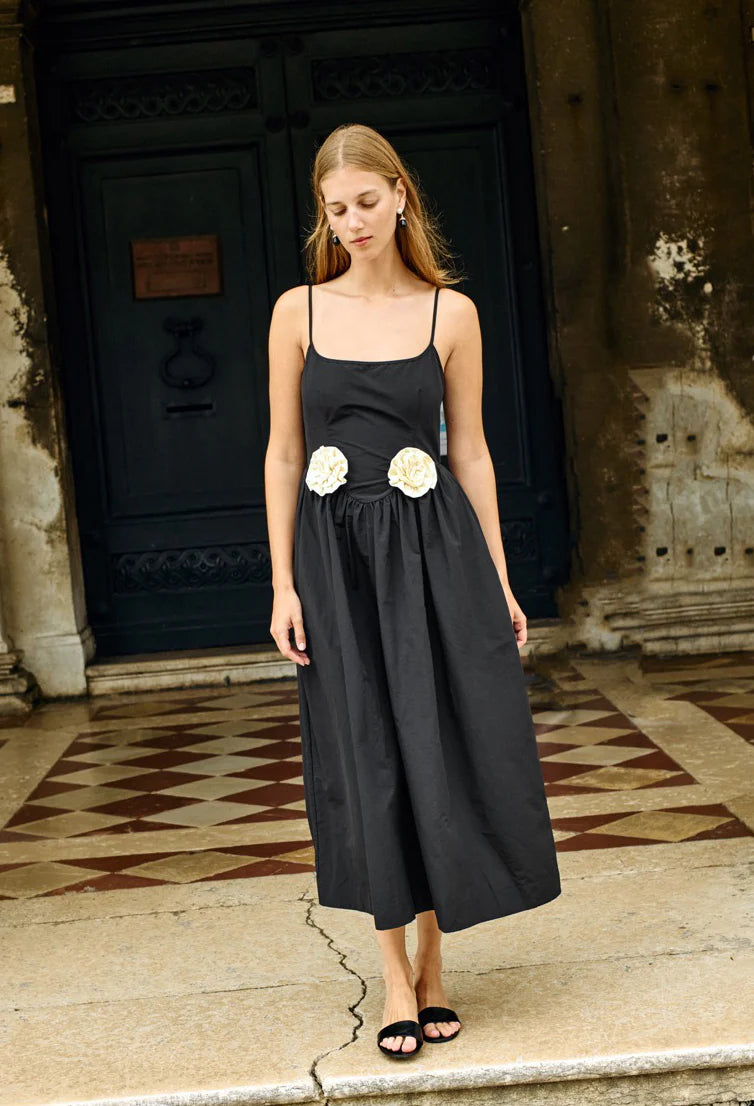 Neroni Dress - Black Rosette