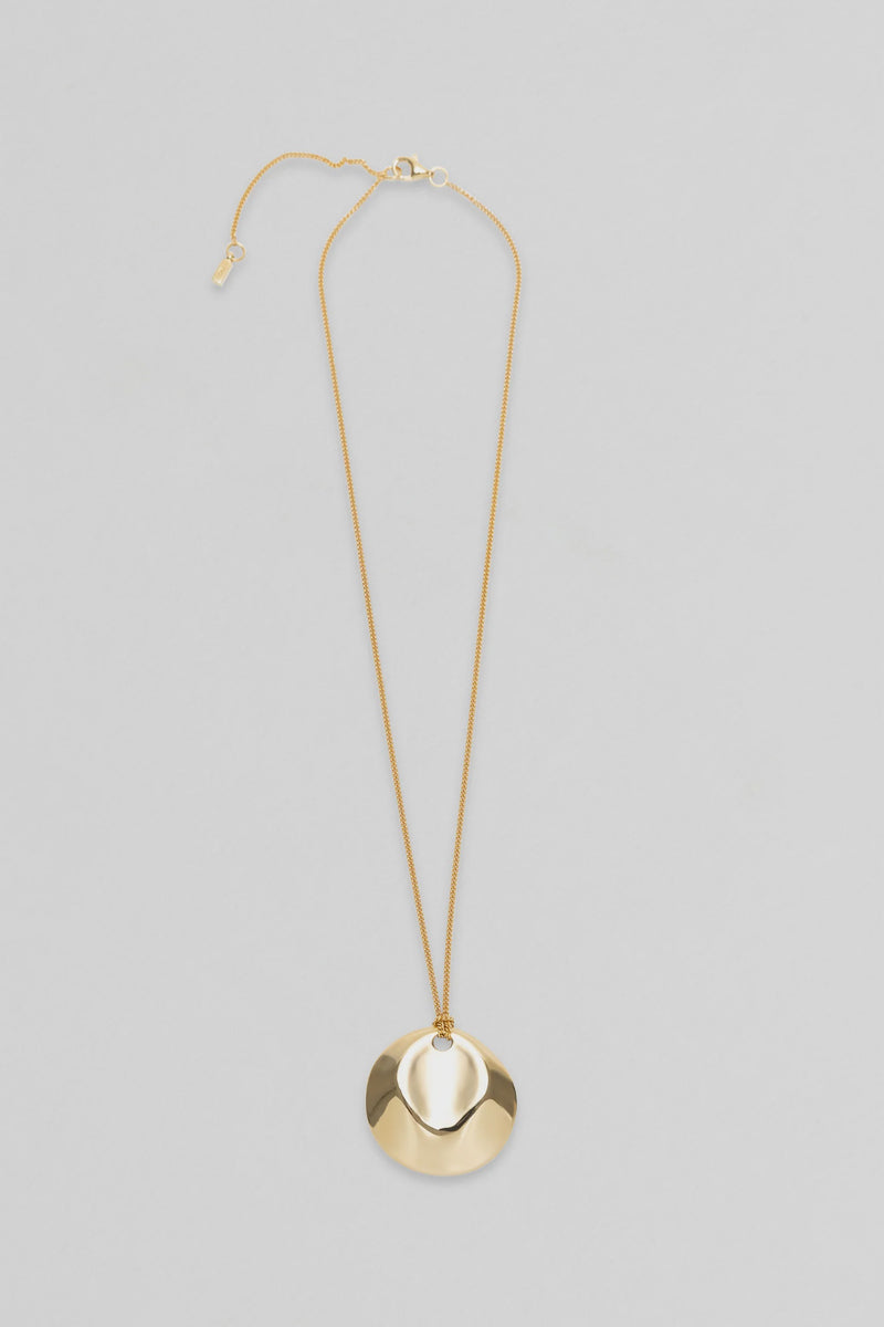 Dented Medallion Necklace - Gold