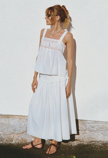 Euri White Cotton Embroidered Top