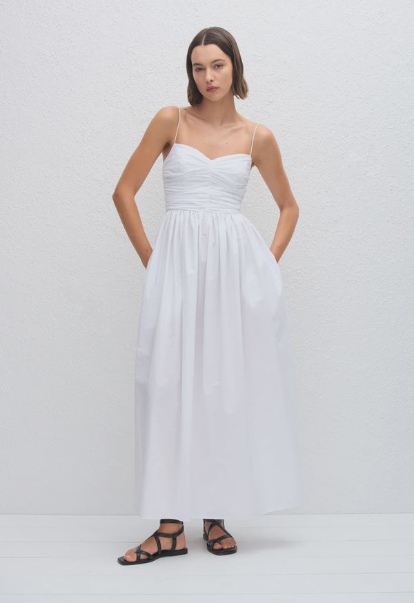 Gathered Bodice Dress - White