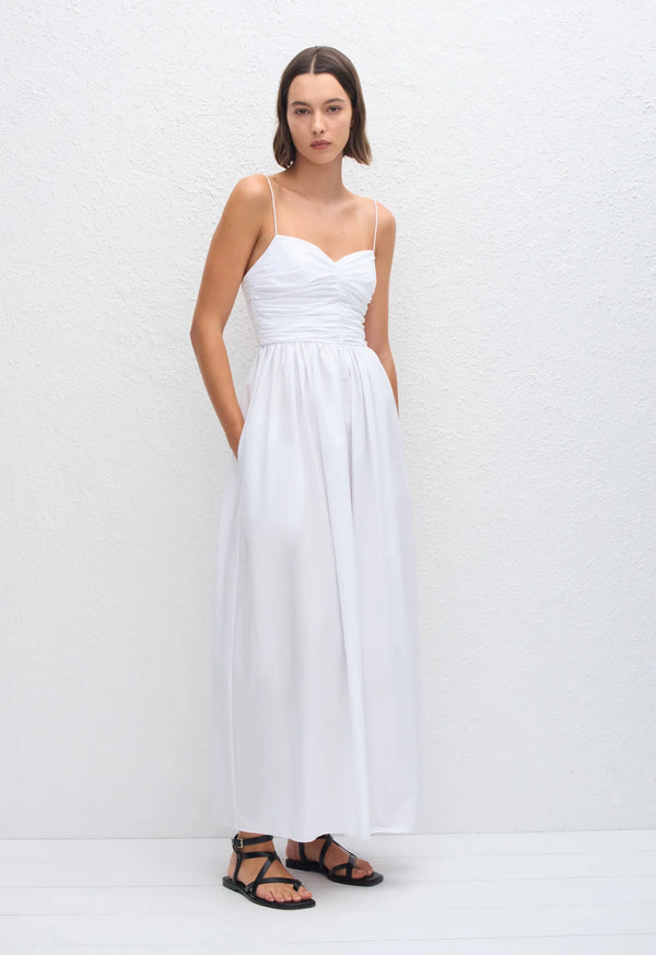 Gathered Bodice Dress - White