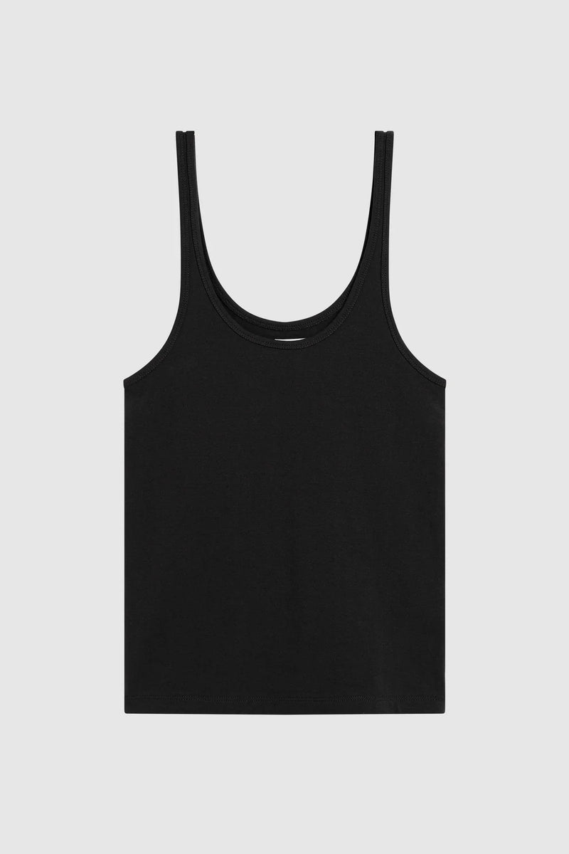 Soft Jersey Slim Scoop Tank - Black